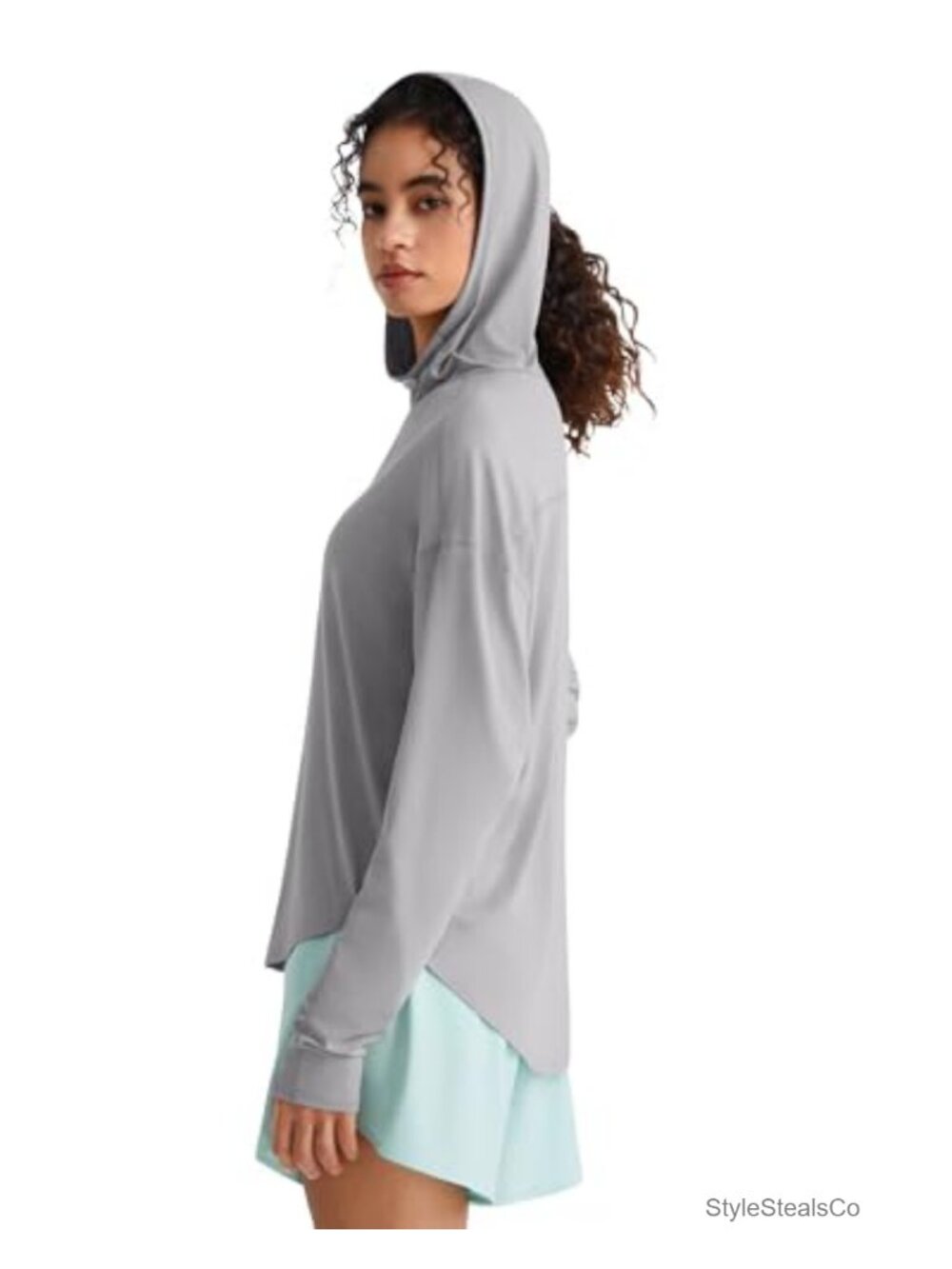 UPF 50+ Long Sleeve Sun Hoodie Women Athletic Thumbholes Workout Running Hiking